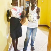 Donated footballs from the UK