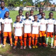 Garuga boys football team in donated t-shirts