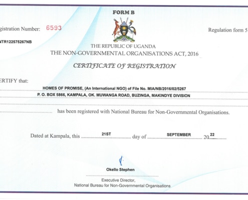 NGO Certificate of Registration Uganda - Form B