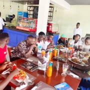 Our boys having lunch before visiting their families