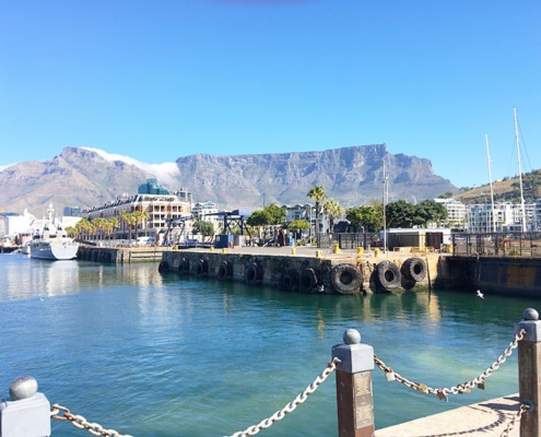 Table Mountain and the harbour in South Africa