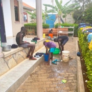 Our boys washing their clothes