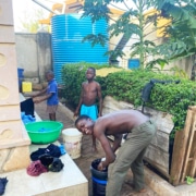 Former street children washing their clothes