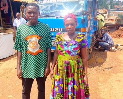 One of the former street children with his mother