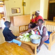 Boys at George's Place helping to prepare food