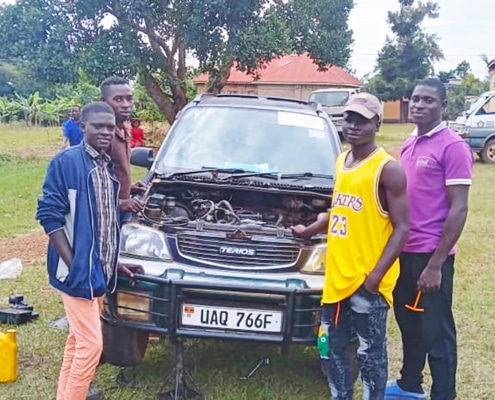 Former street child on his mechanics course
