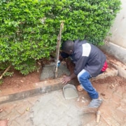 Fixing an outside tap at the charity