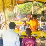 Breakfast for Jane and the boys in Lake Mburo camp