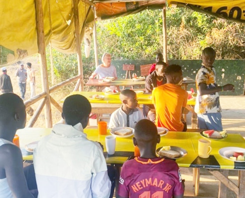 Breakfast for Jane and the boys in Lake Mburo camp