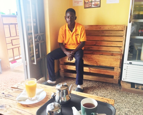A former street child now working at a cafe