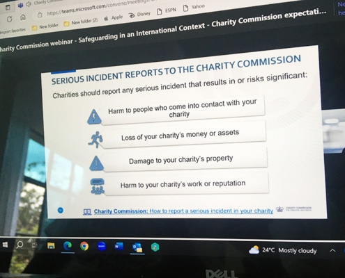 Jane at the Charity Commission webinar