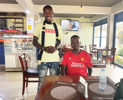 One of the older boys from the charity now at work