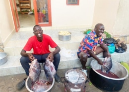 Former homeless boys preparing party food