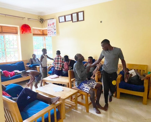 Boys relaxing at George's Place