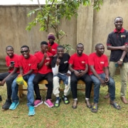 Former street children with the charity workers