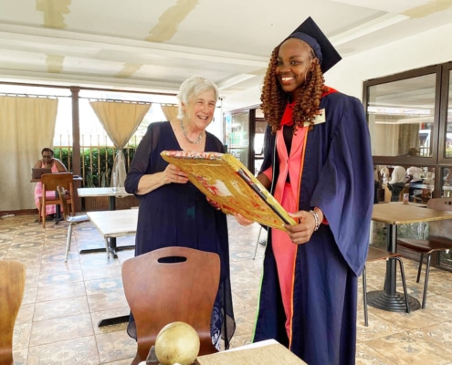 Faiza receiving her catering certificate in Uganda