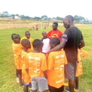 Former street children at football practise