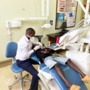One of the street children now back at the dentists