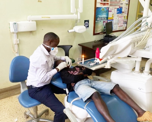 One of the street children now back at the dentists