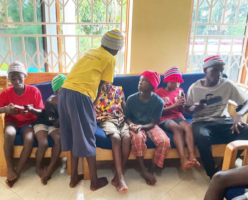 Donated hats and chocolate bars arrive at George's Place