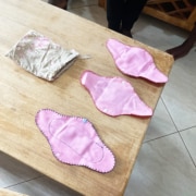 Homemade pads by one of the boys at Connect Africa