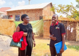 Charity workers visiting the family of one of the boys