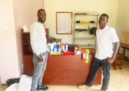 A charity workers visits a boy at college