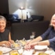 Jane and Christine enjoying a meal