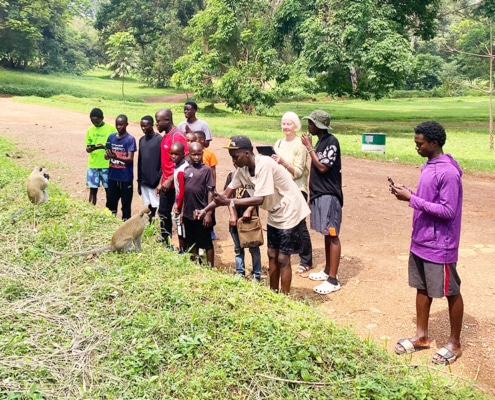 Former homeless boys from Uganda enjoying the Botanical Garden