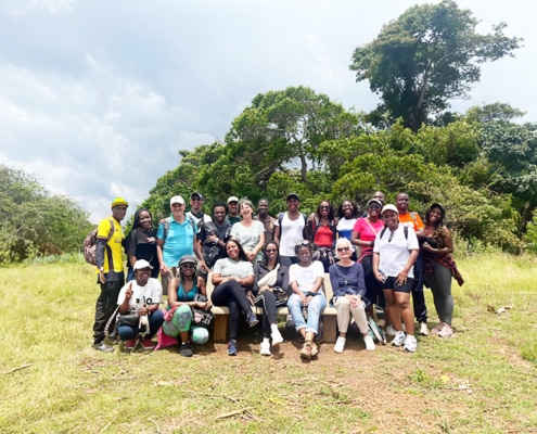 Jane and friends on a church hike near Entebbe