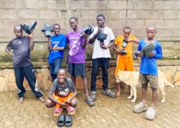 Donated sandals arrive for the boys at the charity