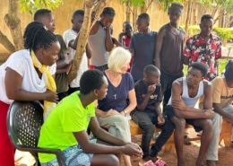 Jane and Petra talking with the boys