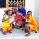 New arrivals at the charity, playing with the older boys