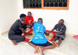 New boys at the charity are playing board games