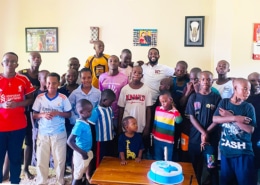 One of the charity workers' birthday party with all the boys