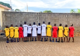 Boys wearing new shorts and T-shirts for Independence Day in Uganda