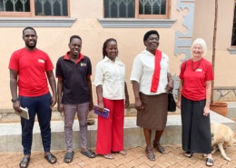 Charity staff meeting with Jane, Tresor, Benard, Petra, and Peace